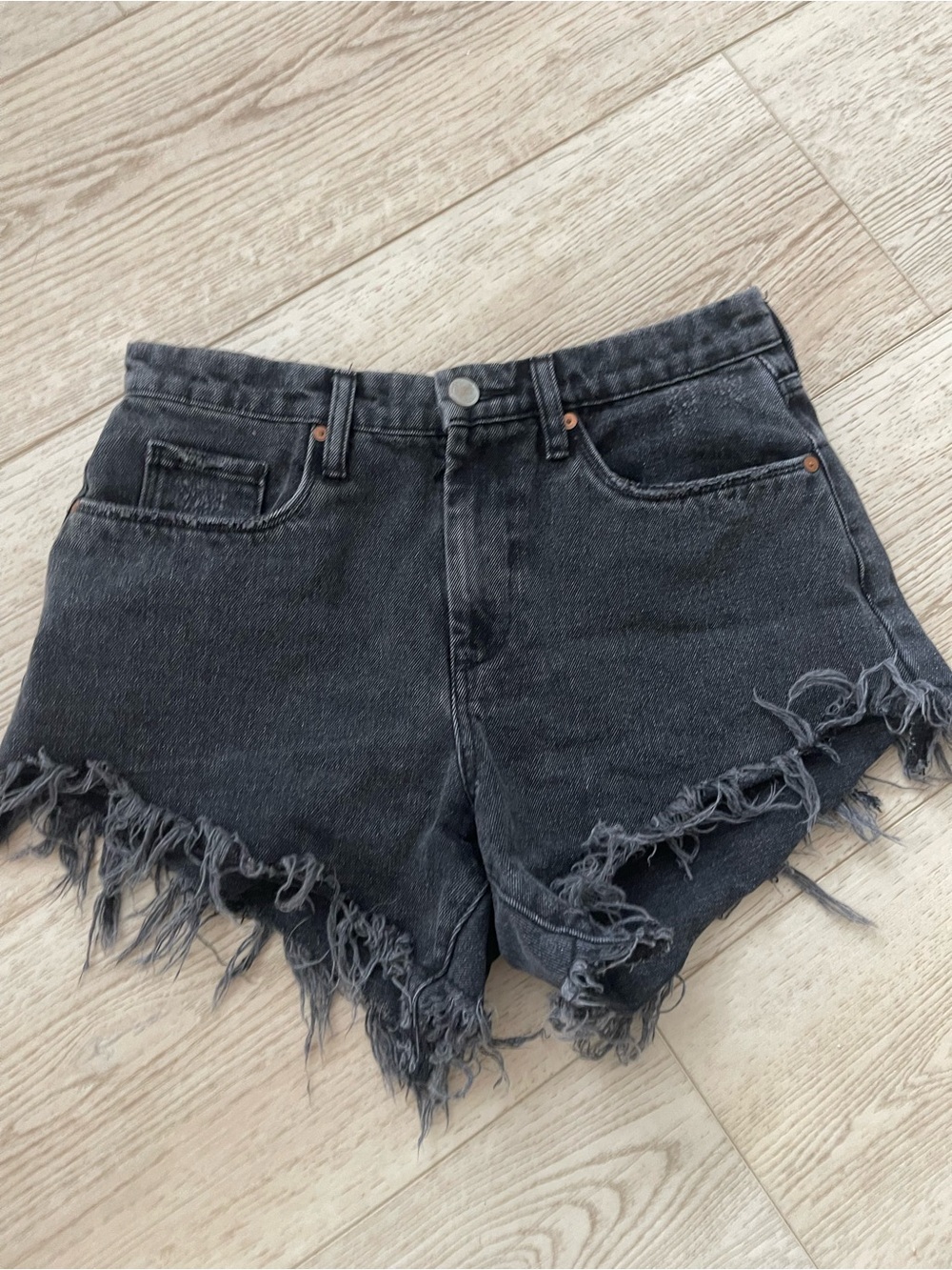 BlankNYC Black Frayed Hem Women's Denim Shorts